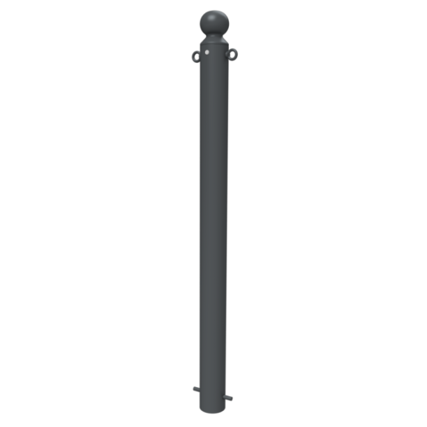 Dekorativ puller | st�lr�r � 89 mm | med kuglehoved | fastmonteret, til indst�bning i beton med jordanker, total l�ngde ca. 1300 mm | med 2 �jer